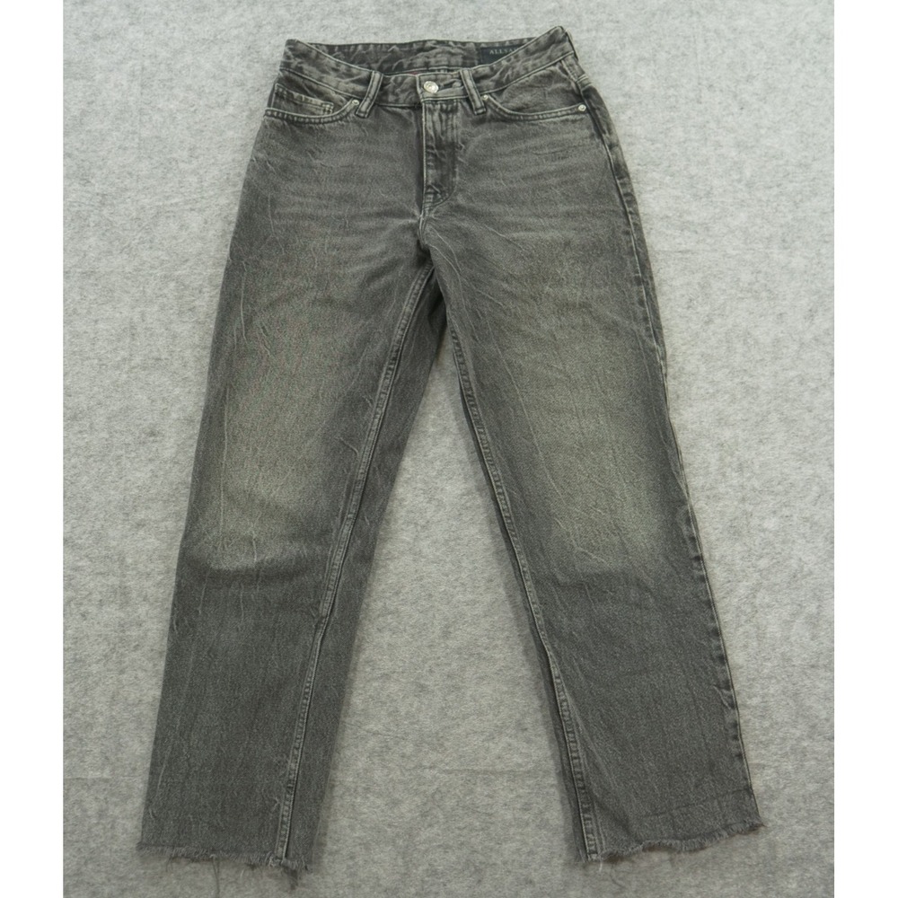 All Saints Jeans Womens AVA 26 High Rise Straight Leg Raw Hem Denim Streetwear